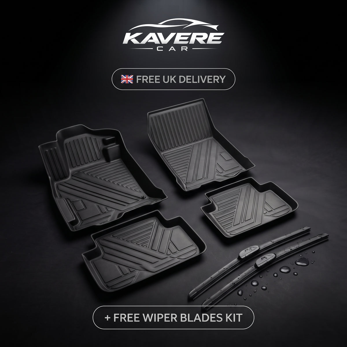 3D Car Mats – Full Set + Free Wipers