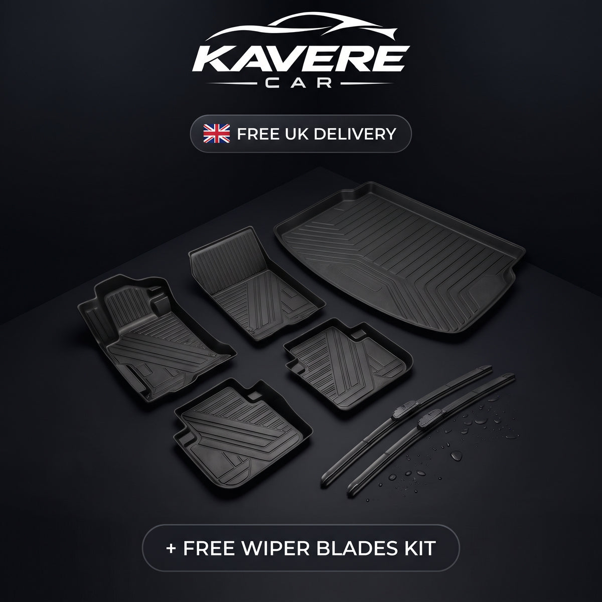 3D Car Mats – Full Set + Free Wipers