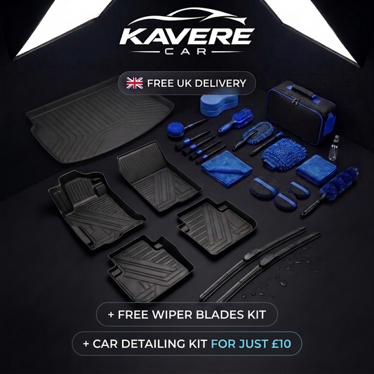 3D Car Mats – Full Set + Free Wipers + Kit Car Detailing